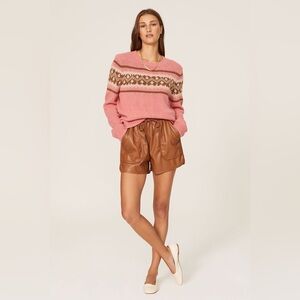 A.P.C. Alpaca Wool Blend Pink Elizabeth Fair Isle Sweater Size XS‎